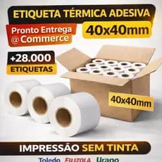 Etiqueta Térmica Adesiva 40x40mm Caixa 48 Rolos Impressão Sem Tinta Balanças Toledo Filizola Urano