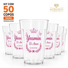 50 Copo Personalizado Acrílico Lagoinha Americano 190ml Kit Festa Aniversário Brinde c/ Arte Inclusa