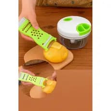 Kit 1Triturador de Alimentos + 2  Fatiador 5 em 1 – Ralador, Descascador e Cortador Multiuso