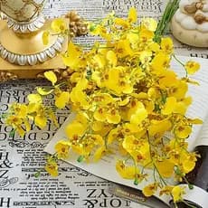 10 Galhos 450 Flores De Orquídea Artificiais Buquê Chuva De Ouro Para Decoração De Festa 97CM