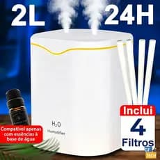 Umidificador De Ar E Aromatizador Grande 24H Com 2 Saídas De Ar 3 Em 1 Multifuncional Com LED