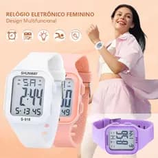 Relogio Feminino Digital LED À Prova D'água 50 M Alarme Cronômetro