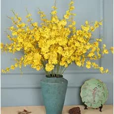 Kit10 Galhos 450 Flores 97 CM Artificiais Orquídea Chuva De Ouro Para Arranjos E Decoração