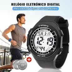 Relógio Masculino Esportivo Digital A Prova D’água Display Duplo Luminoso Original
