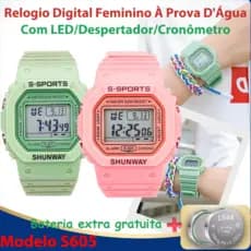 Relógio Digital Feminino À Prova D'água Com LED Alarme Cronômetro Presente Pra Namorada Ou Mulher