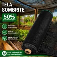 Sombrite 50% 2x13m Tela de Sombreamento para Horta Jardim Estufa Viveiro Proteção UV