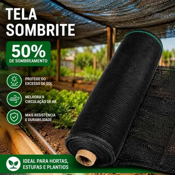 Sombrite 50% 3x10 Metros para Horta Jardim Estufa Viveiro Proteção UV Alta Resistência