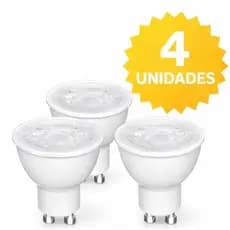 Kit 4 Lâmpada Led 5w Gu10 Dicroica Mr16 Spot Lustre Bivolt Branco Quente 3000k