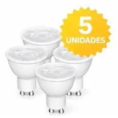 Kit 5 Lâmpada Led 5w Gu10 Dicroica Mr16 Spot Lustre Bivolt Branco Frio