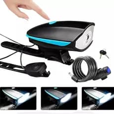 Kit Bike Cadeado Aço Reforçado + Luz LED com Alto-Falante