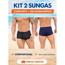 Kit 2 Sungas Boxer Masculina Praia Piscina Secagem Rápida Confortável C/ Cordão Interno