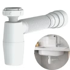 Sifão Copo Sanfonado Branco Flexível Para Pia de Cozinha Banheiro Lavatório Universal