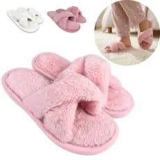 Pantufa Feminina Aberta Chinelo Pelúcia Antiderrapante Macio E Aconchegante Luxo