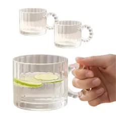Jogo 2 Xícaras Caneca De Vidro Transparente Com Alça 250ml