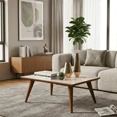 Mesa de Centro Retangular Dubai Pés Retro Palito Madeira Decorativa Cores