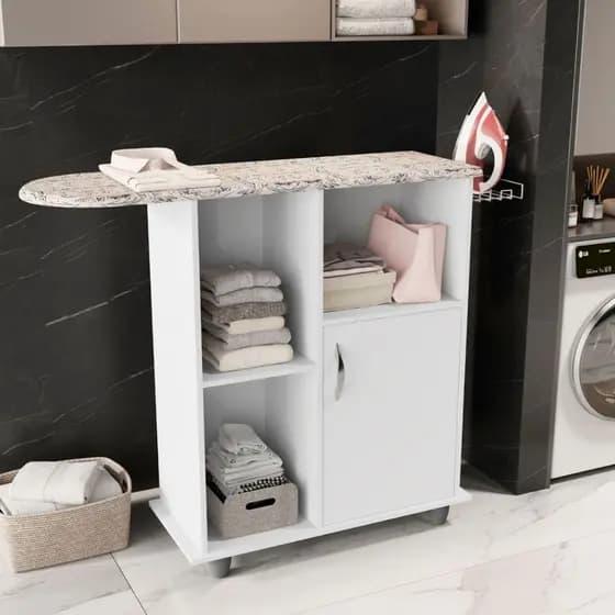 Tabua de Passar Miami Lavanderia Mesa  Multiuso Roupas Com 1  Porta Suporte para Ferro Cores