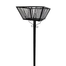 Lixeira Pedestal Calçada Tela Moeda Aço Preta Dobráveis 48x48