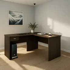 Escrivaninha Mesa  Escritório Home Office Pc Cpu Em L Canto Cores 1 Gaveta com Chave
