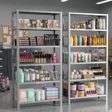 Kit 2 Prateleiras Aço Galvanizadas Estante Multiuso 6 Bandejas Loja Almoxarifado Estoque Industrial Armário Resistente