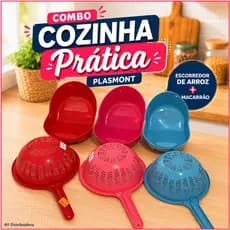 Kit Escorredor De Arroz E Massas Plasmont Plástico Cores Variadas Coador Multiuso Cozinha