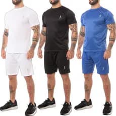 Kit 3 Camisetas Masculina + 3 Bermuda Shorts Masculina Academia - Conjunto