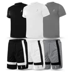 Kit 3 camisetas Camisas Masculina Boneco + 3 Bermudas Shorts Academia Dupla