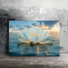 Quadro Flor de Lótus na Água Arte Relaxante para Sala Quarto ou Spa 1 Peça