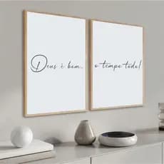 KIT 2 QUADROS DECORATIVOS-DEUS É BOM  TEMPO TODO-DECORAÇÃO SALA QUARTO HALL ESCRITÓRIO
