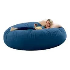 Puff Cama Gigante Redondo Suede 140x20 Com Enchimento Cor Azul Premium Sala Escritorio Envio Ja