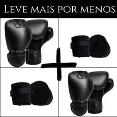 Dois Pares de Luvas Muay Thai Boxe  Kickboxing Treino Sparring Thai e Dois Pares de Bandagens 3 metros