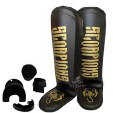 Caneleira Muay Thai Boxe kickboxing + Bandagem + Protetor Bucal