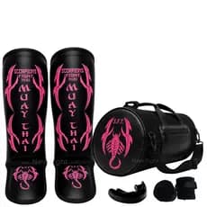 Kit Muay Thai Boxe kickboxing Caneleira + Bolsa + bandagem + bucal