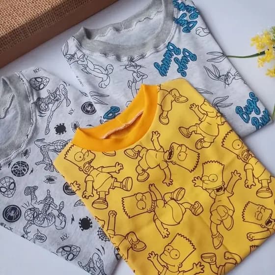 Camisetas Básicas em Malha de Algodão Lisas e Estampadas Infantil Masculina