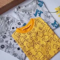 Camisetas Básicas em Malha de Algodão Lisas e Estampadas Infantil Masculina