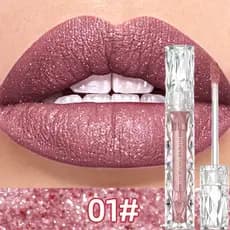 Batom Líquido Diamante Hidratante Duradouro Roxo Espumante À Prova D'água Brilho Labial Fosco Glitter Maquiagem Coreana