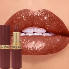 Batom Com Glitter Metálico Luxuoso Marrom Chocolate , Longa Duração , À Prova D'água , Não Desbota , Brilhante , Pérola