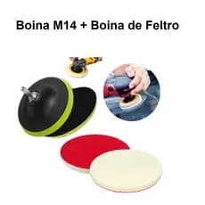 KIT Lixa Boina De Feltro 125mm + Adaptador M14 Para Polimento de Vidros 5 Pol.