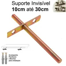 Suporte Invisível de Embutir para Prateleira 10cm a 30cm + Parafusos e Buchas para instalação