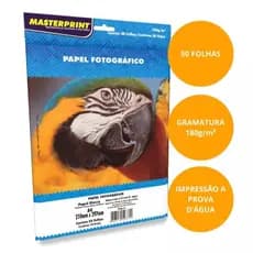 Papel Fotográfico 180G Glossy A4 À Prova D'água Premium 50 Folhas MASTERPRINT