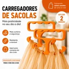 Kit 2 Carregadores de Sacolas Ergonômico Suporte Prático de Mão