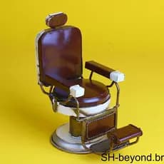Cadeira De Barbeiro Vintage Mini Artesanal Modelo Americano Decoração Brinquedo Arte Para Presente Pequeno Redondo