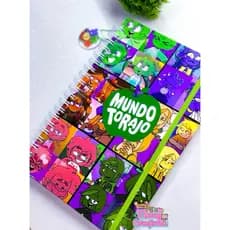 Caderno 1 matéria VERDE-colegial Mundo Torajo-adesivo a parte