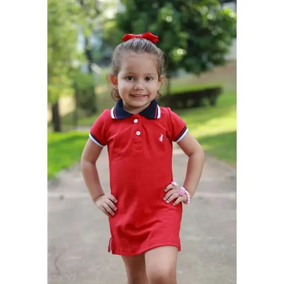 Vestido Polo Infantil Vermelho Paixão