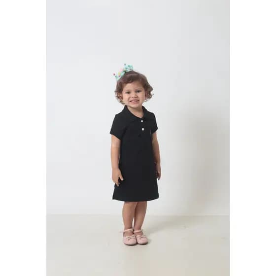 Vestido Polo Infantil Preto Elegância