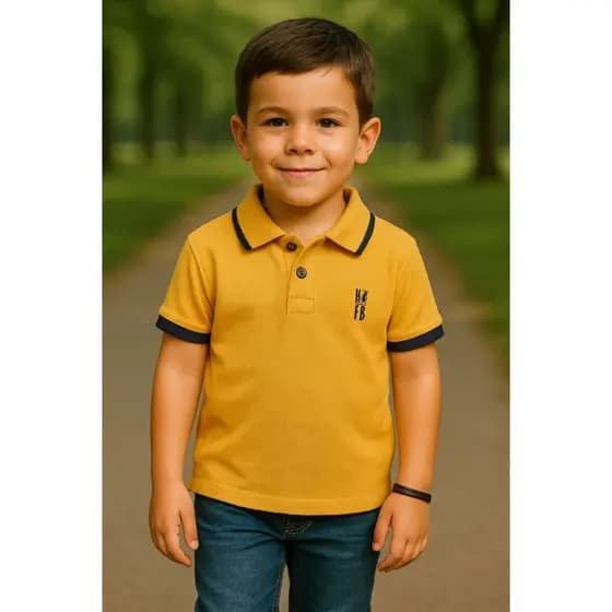 Camisa Polo ou Body Infantil Mostarda
