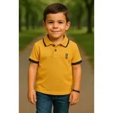 Camisa Polo ou Body Infantil Mostarda