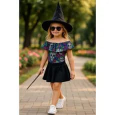 Blusinha Body infantil menina modelo ciganinha halloween