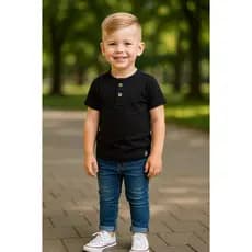 T-Shirt ou Body Unissex - Henley - Infantil - Preto