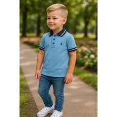 Camisa Polo ou Body Infantil Azul Claro
