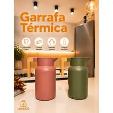 Garrafa Térmica Café Chá Cabo de Madeira 1 Litro  Bule  Ampola de Vidro Nórdica